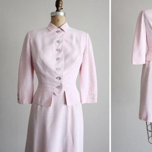 Vintage Pink Jacket Skirt Suit XXS